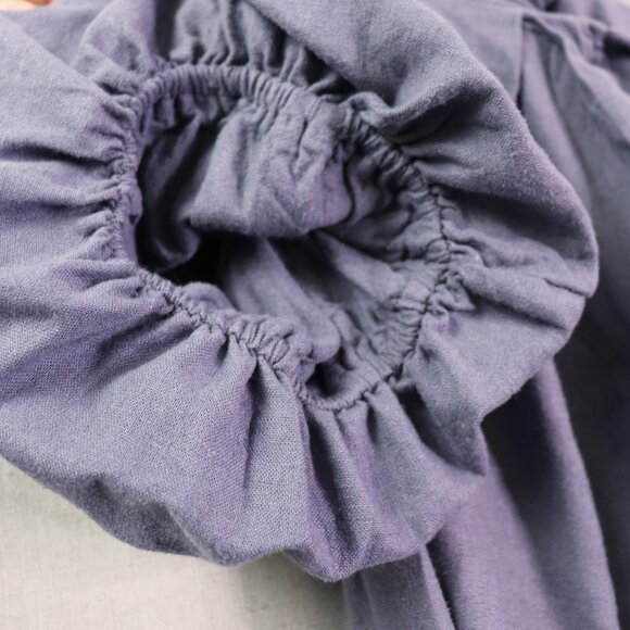 Free People Julietta Off Shoulder Maxi Dress S Blue Granite Linen Puff Sleeve - Picture 14 of 16